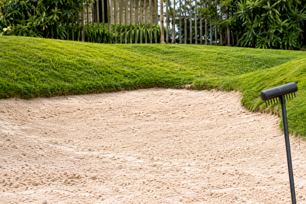 Practice bunker with grassy edge